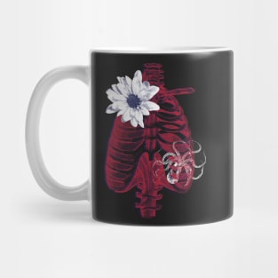 Abstract Collage Sunflower Ribcage And Octopus Mug